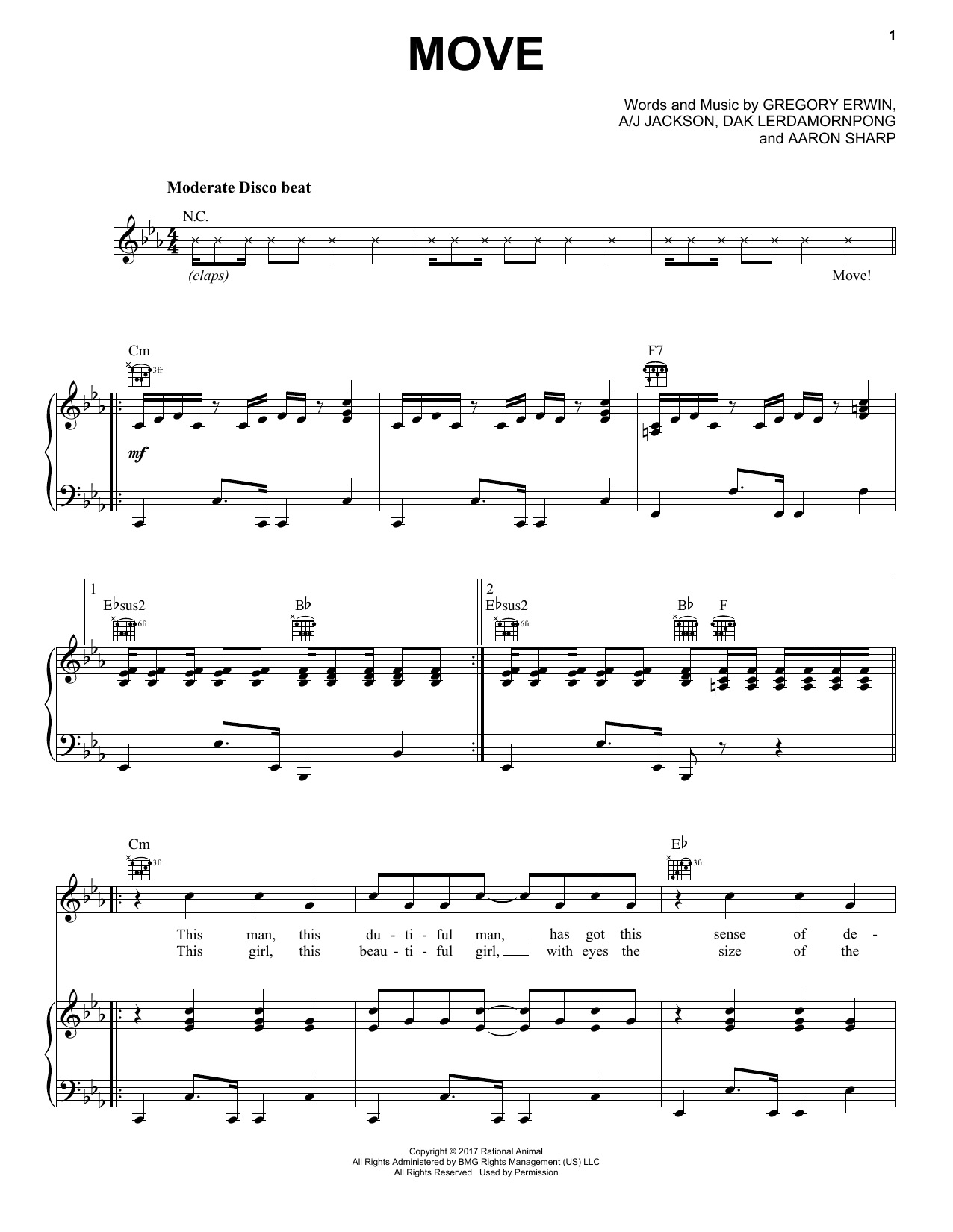 Saint Motel Move Sheet Music Notes & Chords for Piano, Vocal & Guitar (Right-Hand Melody) - Download or Print PDF