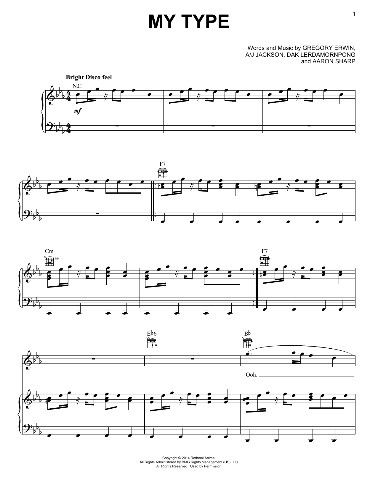 Saint Motel My Type Sheet Music Notes & Chords for Piano, Vocal & Guitar (Right-Hand Melody) - Download or Print PDF