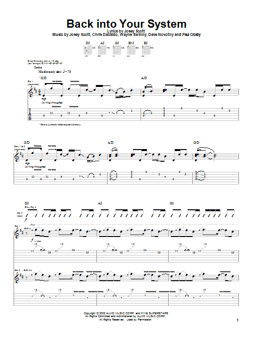 Saliva Back Into Your System Sheet Music Notes & Chords for Guitar Tab - Download or Print PDF