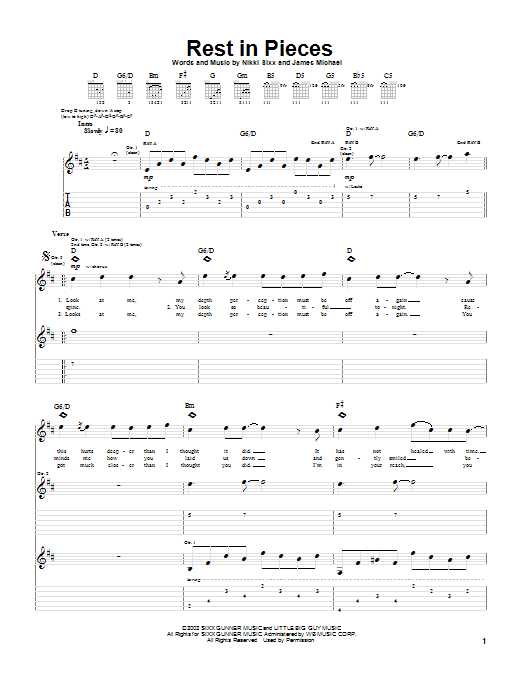 Saliva Rest In Pieces Sheet Music Notes & Chords for Guitar Tab - Download or Print PDF Saliva Rest In Pieces Sheet Music Notes & Chords for Guitar Tab - Download or Print PDF