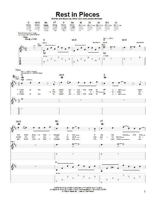 Saliva Rest In Pieces Sheet Music Notes & Chords for Guitar Tab - Download or Print PDF