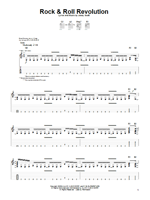 Saliva Rock & Roll Revolution Sheet Music Notes & Chords for Guitar Tab - Download or Print PDF