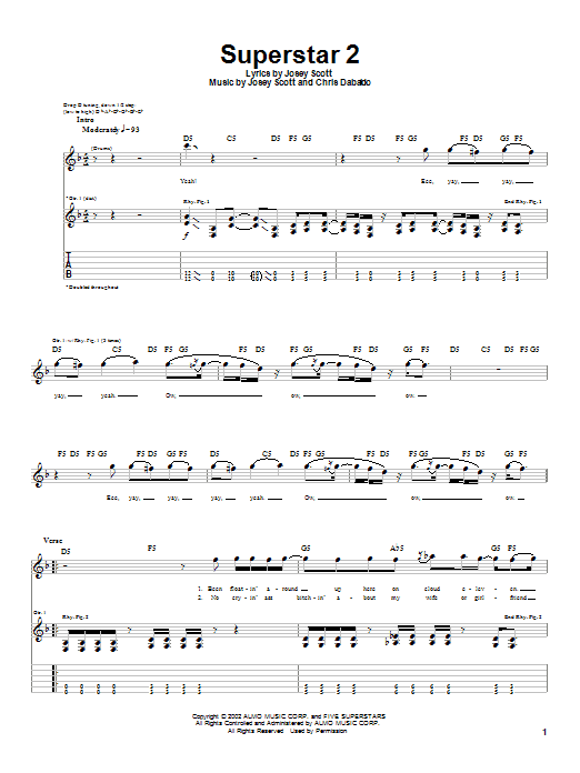 Saliva Superstar 2 Sheet Music Notes & Chords for Guitar Tab - Download or Print PDF