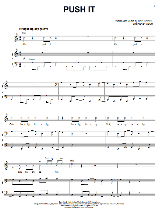 Salt-N-Pepa Push It Sheet Music Notes & Chords for Piano, Vocal & Guitar (Right-Hand Melody) - Download or Print PDF
