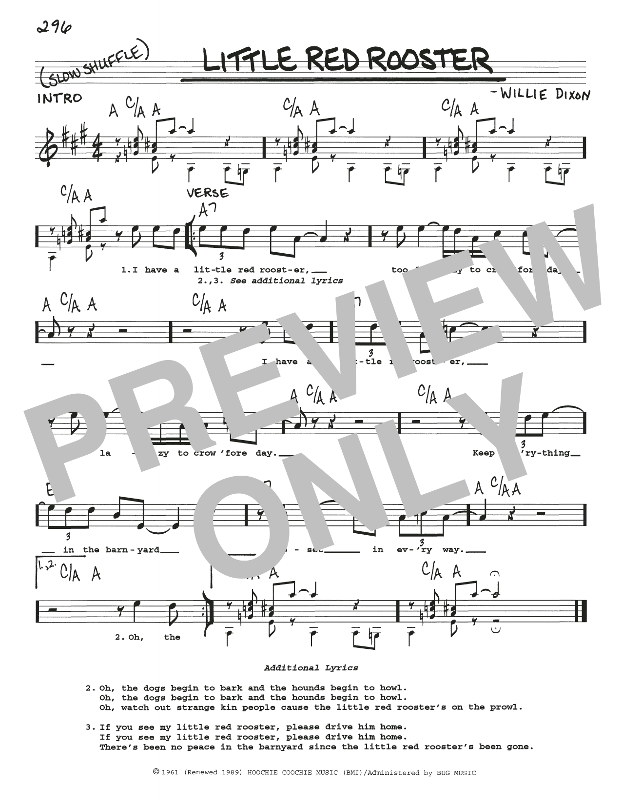 Sam Cooke Little Red Rooster Sheet Music Notes & Chords for Real Book – Melody, Lyrics & Chords - Download or Print PDF