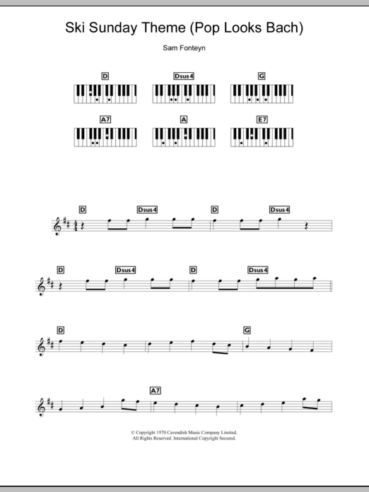 Sam Fonteyn Ski Sunday Theme (Pop Looks Bach) Sheet Music Notes & Chords for Clarinet - Download or Print PDF
