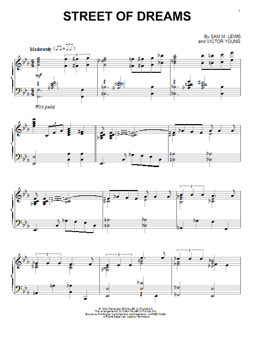 Sam Lewis Street Of Dreams Sheet Music Notes & Chords for Piano - Download or Print PDF