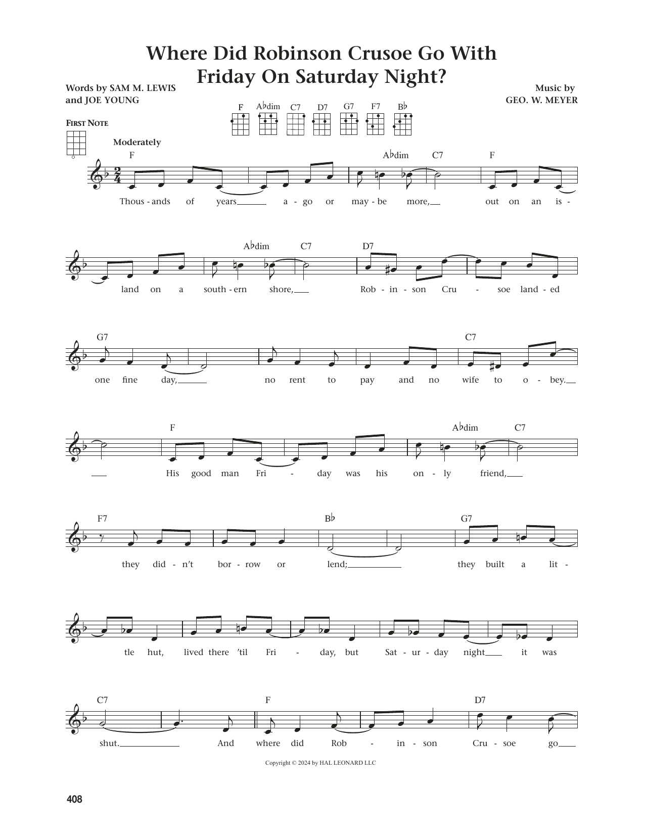 Sam M. Lewis Where Did Robinson Crusoe Go With Friday On Saturday Night (from The Daily Ukulele, arr. Jim Beloff) Sheet Music Notes & Chords for Ukulele - Download or Print PDF