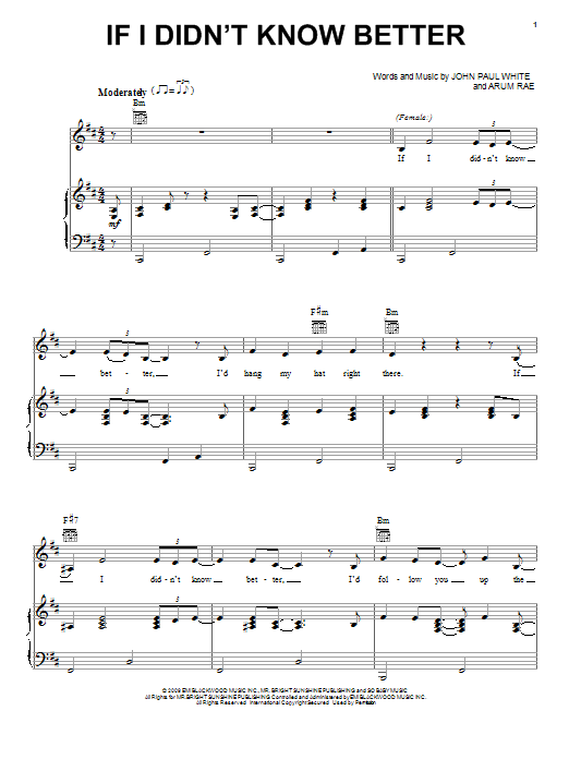 Sam Palladio and Clare Bowen If I Didn't Know Better Sheet Music Notes & Chords for Piano, Vocal & Guitar (Right-Hand Melody) - Download or Print PDF
