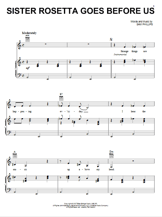 Sam Phillips Sister Rosetta Goes Before Us Sheet Music Notes & Chords for Piano, Vocal & Guitar (Right-Hand Melody) - Download or Print PDF