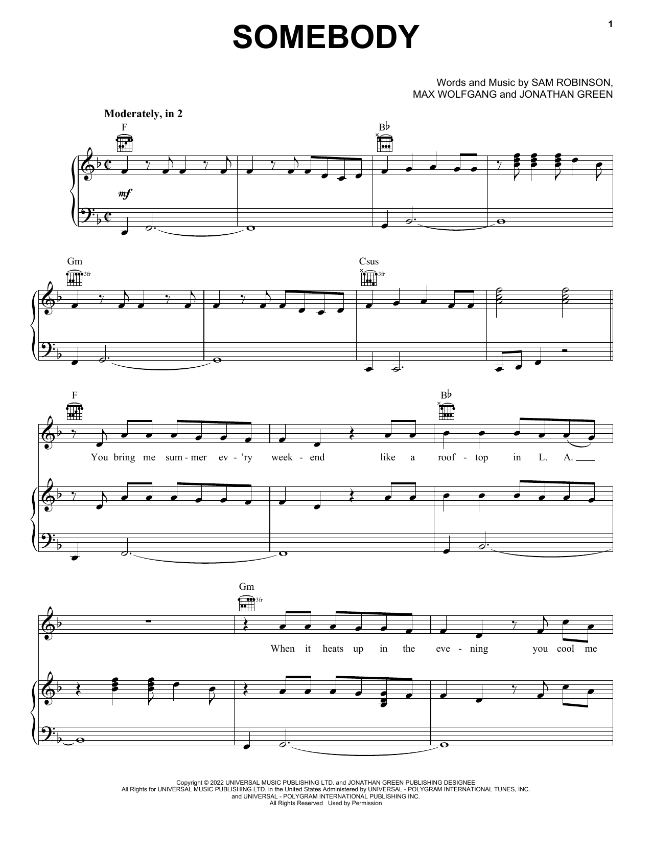 Sam Ryder Somebody Sheet Music Notes & Chords for Piano, Vocal & Guitar Chords (Right-Hand Melody) - Download or Print PDF Sam Ryder Somebody Sheet Music Notes & Chords for Piano, Vocal & Guitar Chords (Right-Hand Melody) - Download or Print PDF