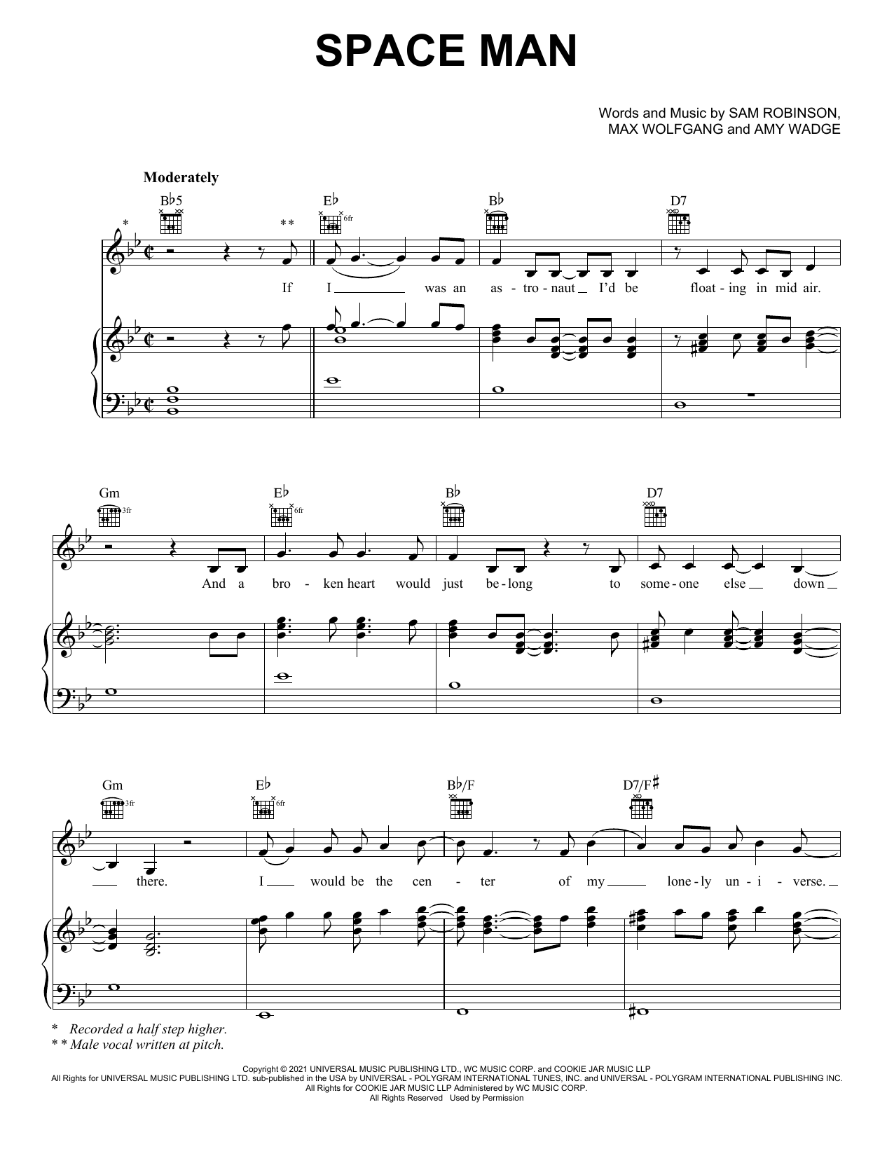 Sam Ryder SPACE MAN Sheet Music Notes & Chords for Really Easy Piano - Download or Print PDF