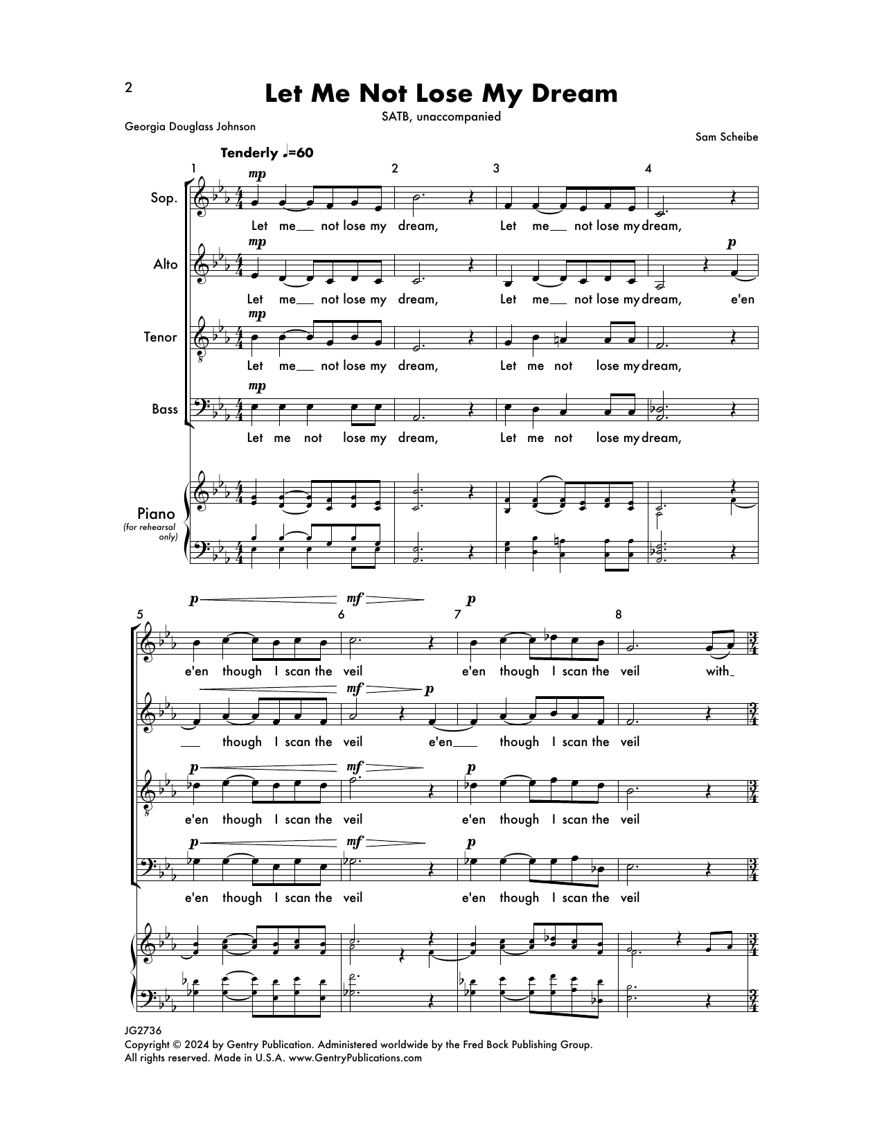 Sam Scheibe Let Me Not Lose My Dream Sheet Music Notes & Chords for SATB Choir - Download or Print PDF