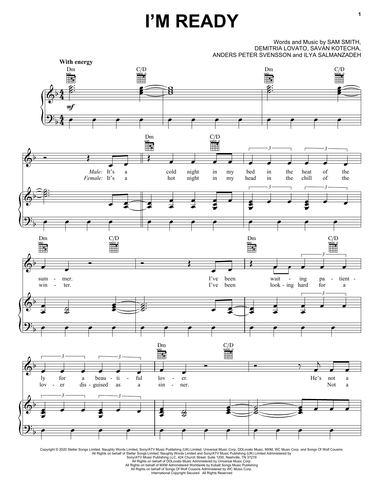 Sam Smith & Demi Lovato I'm Ready Sheet Music Notes & Chords for Easy Guitar Tab - Download or Print PDF