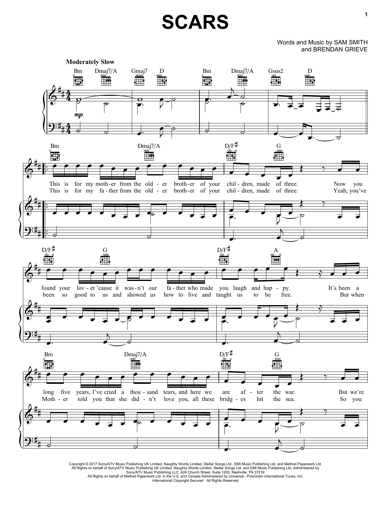 Sam Smith Scars Sheet Music Notes & Chords for Easy Piano - Download or Print PDF