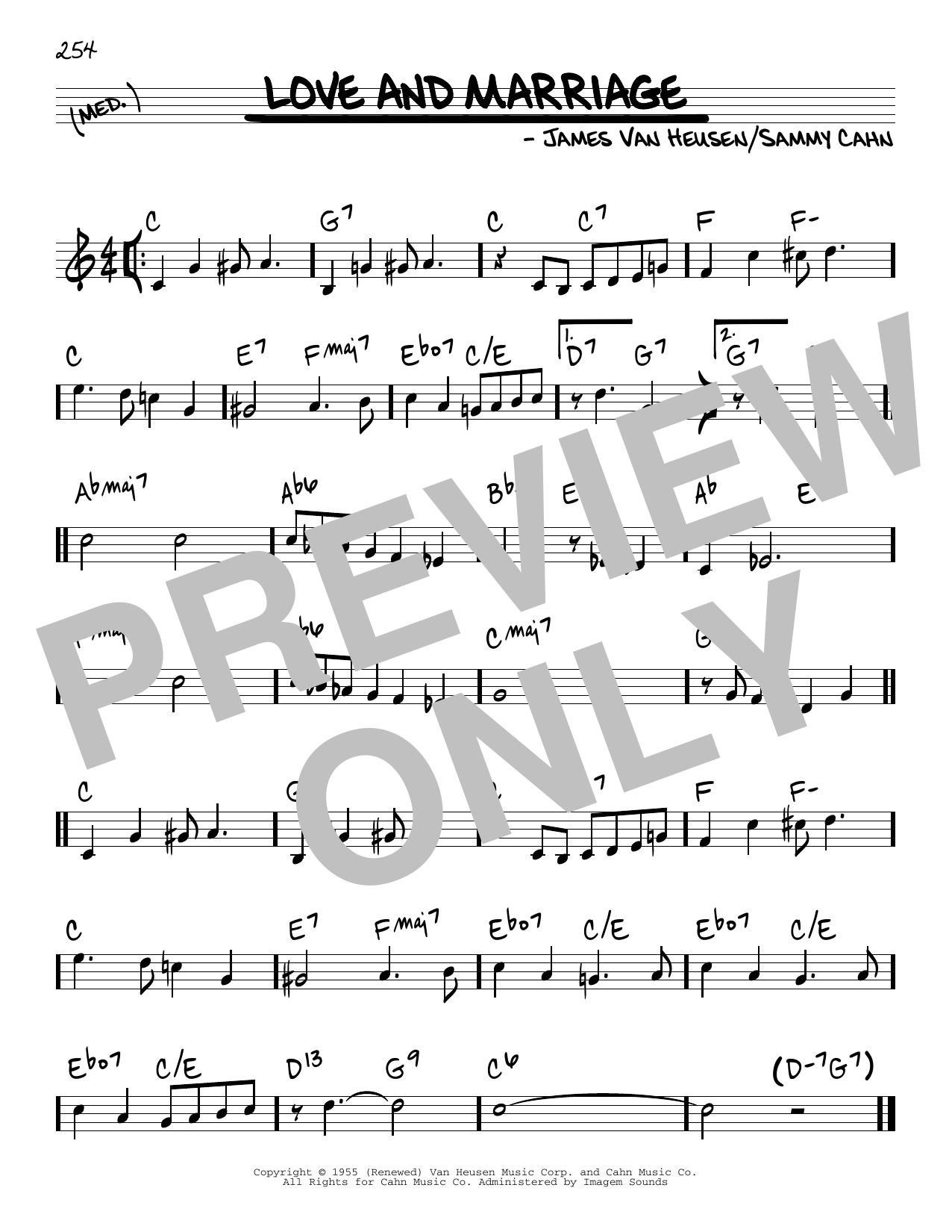 Sammy Cahn & James Van Heusen Love And Marriage Sheet Music Notes & Chords for Real Book – Melody & Chords - Download or Print PDF