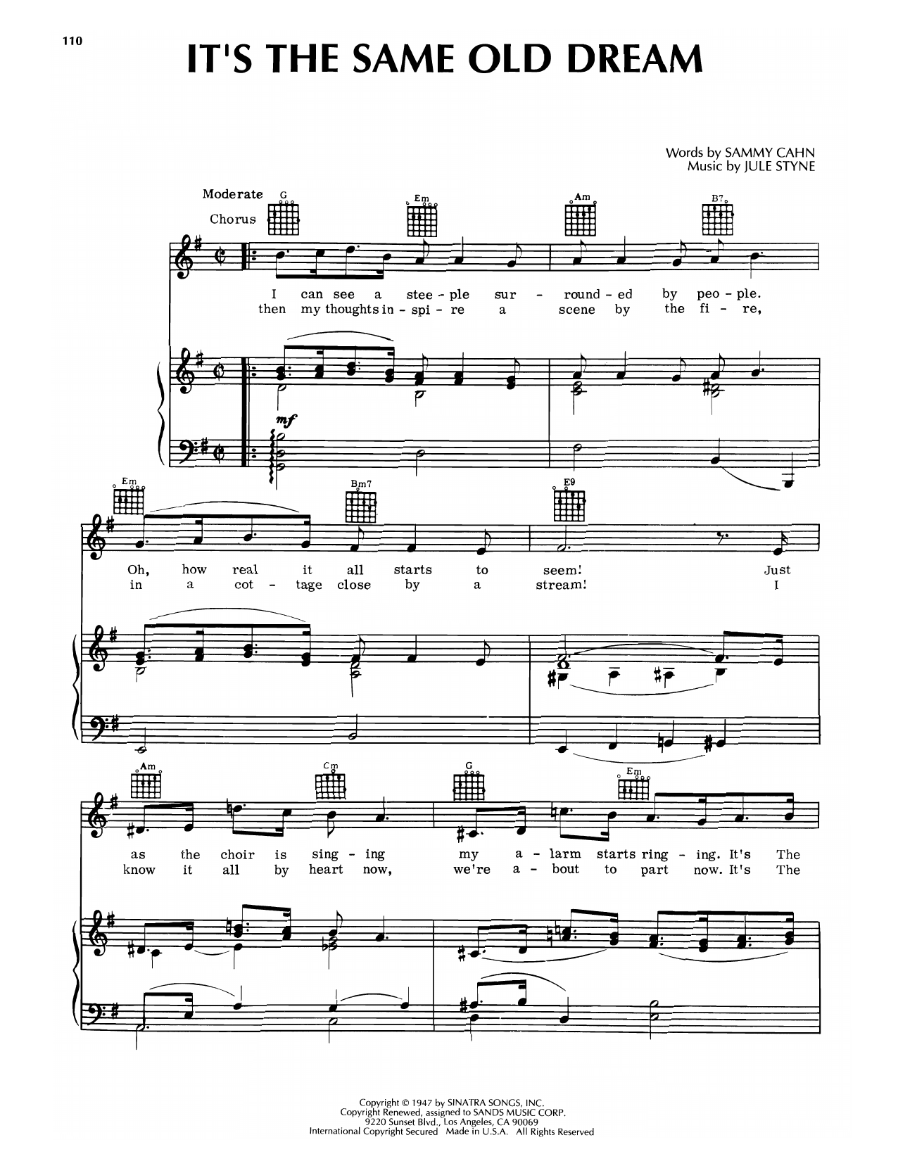 Sammy Cahn & Jule Styne It's The Same Old Dream Sheet Music Notes & Chords for Piano & Vocal - Download or Print PDF