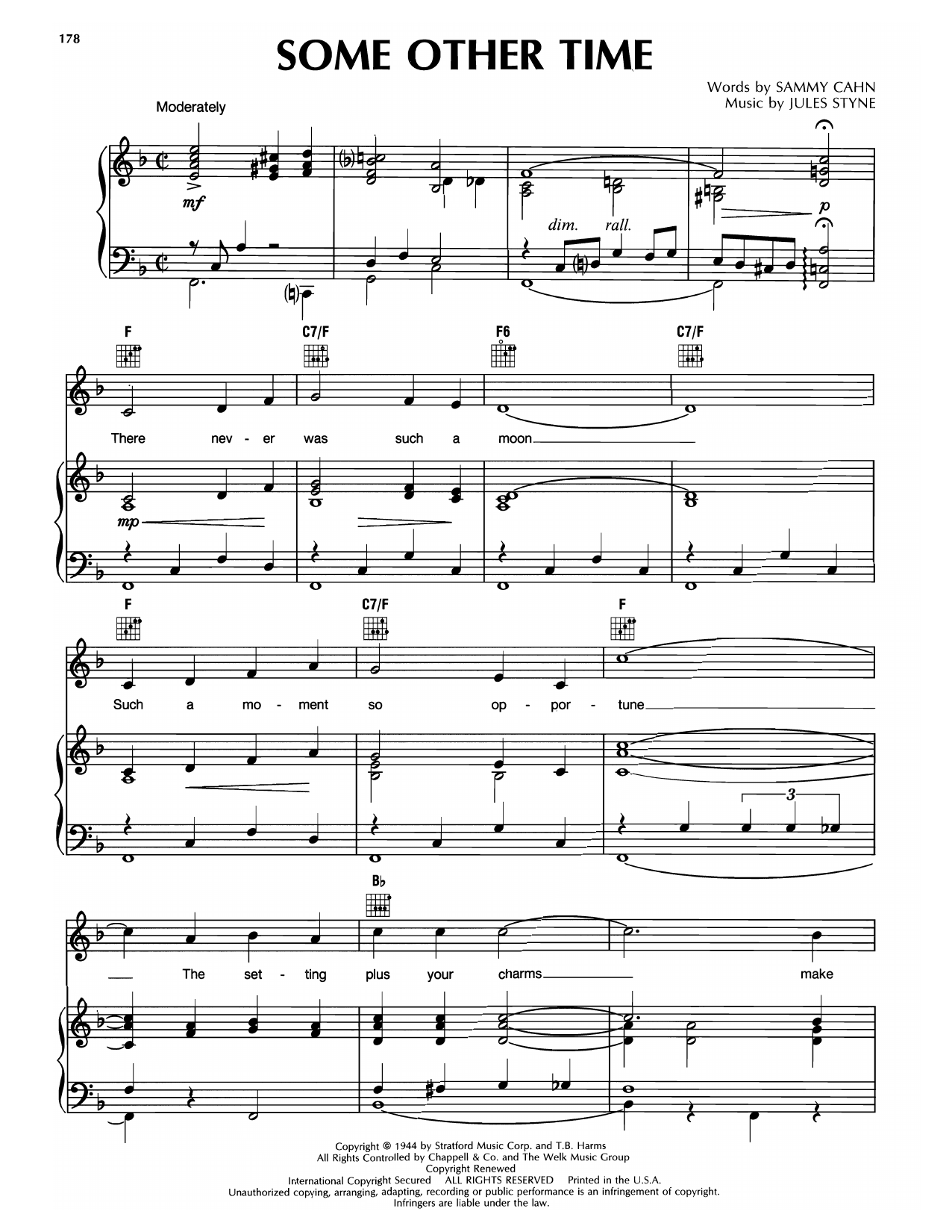 Sammy Cahn & Jule Styne Some Other Time Sheet Music Notes & Chords for Piano & Vocal - Download or Print PDF