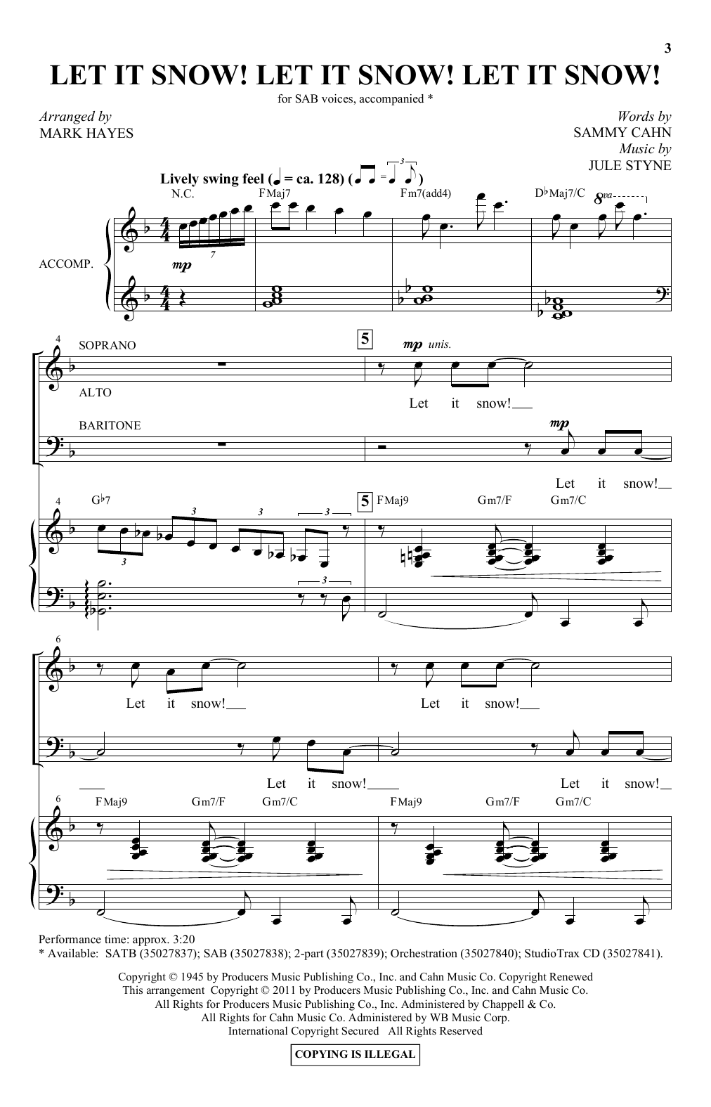 Sammy Cahn & Julie Styne Let It Snow! Let It Snow! Let It Snow! Sheet Music Notes & Chords for SATB Choir - Download or Print PDF