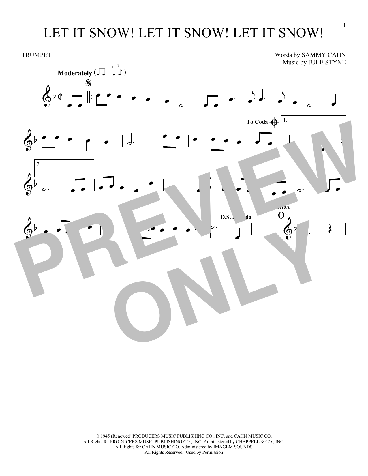 Sammy Cahn & Julie Styne Let It Snow! Let It Snow! Let It Snow! Sheet Music Notes & Chords for Alto Saxophone - Download or Print PDF