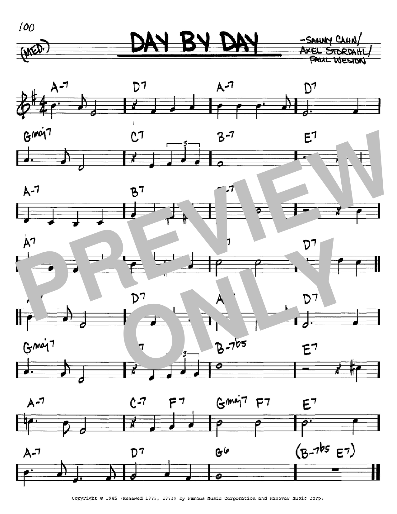 Sammy Cahn Day By Day Sheet Music Notes & Chords for Real Book - Melody & Chords - C Instruments - Download or Print PDF
