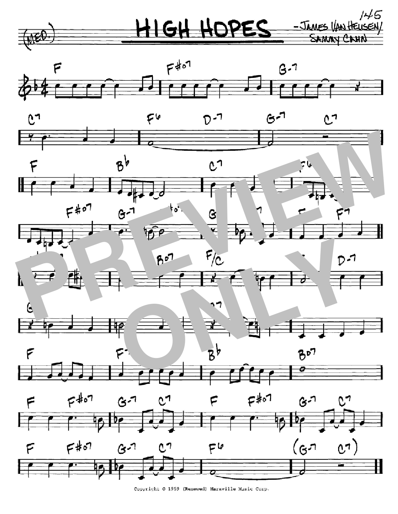 Sammy Cahn High Hopes Sheet Music Notes & Chords for Tenor Saxophone - Download or Print PDF