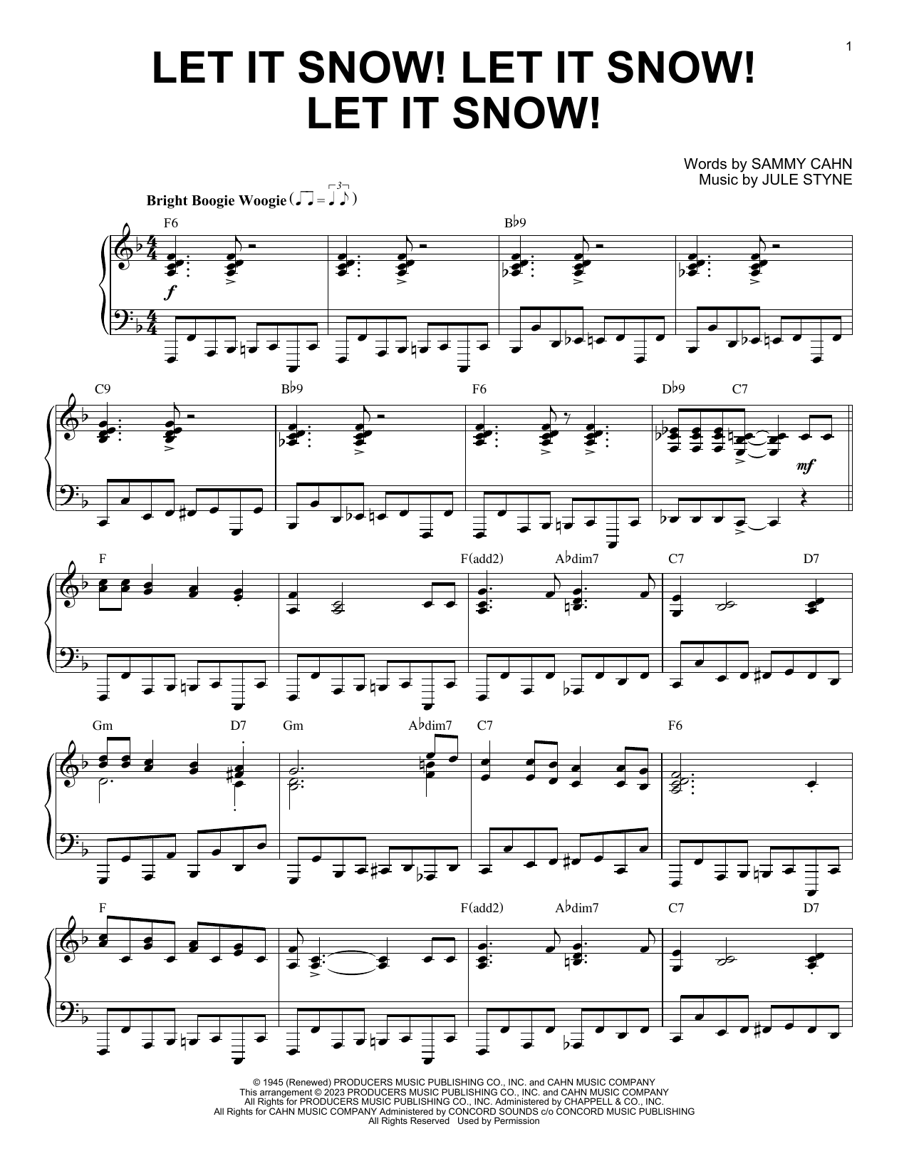 Sammy Cahn Let It Snow! Let It Snow! Let It Snow! [Boogie Woogie version] (arr. Brent Edstrom) Sheet Music Notes & Chords for Piano Solo - Download or Print PDF