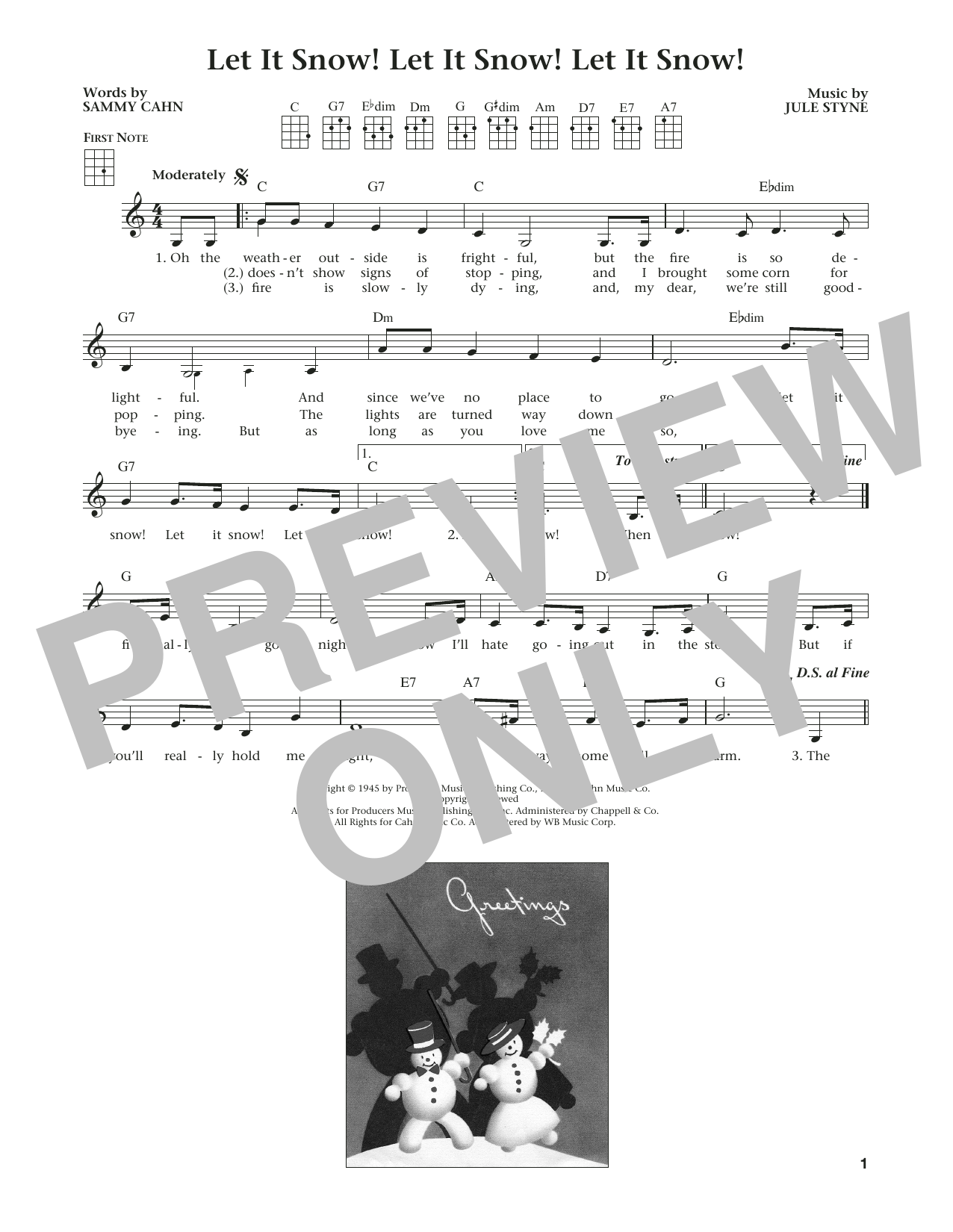 Sammy Cahn Let It Snow! Let It Snow! Let It Snow! (from The Daily Ukulele) (arr. Liz and Jim Beloff) Sheet Music Notes & Chords for Ukulele - Download or Print PDF