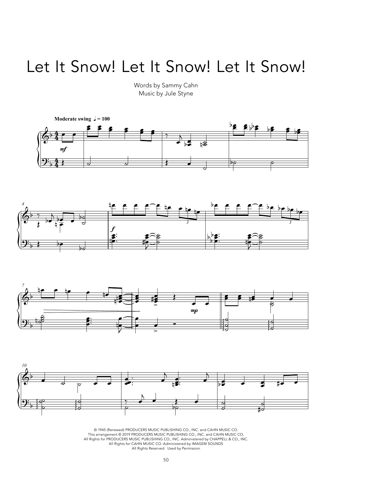 Sammy Cahn Let It Snow! Let It Snow! Let It Snow! [Peaceful version] Sheet Music Notes & Chords for Piano Solo - Download or Print PDF