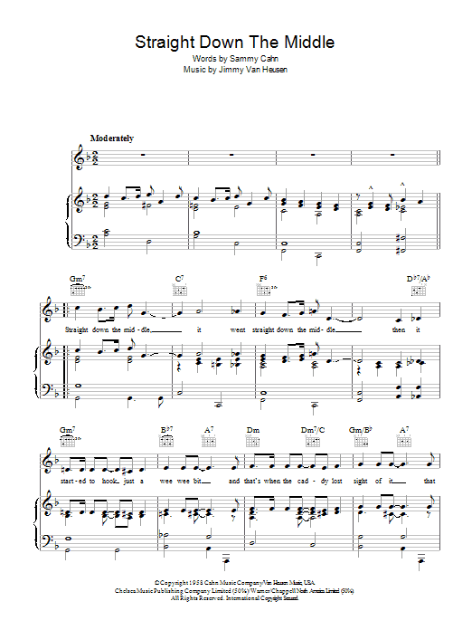 Sammy Cahn Straight Down The Middle Sheet Music Notes & Chords for Piano, Vocal & Guitar (Right-Hand Melody) - Download or Print PDF