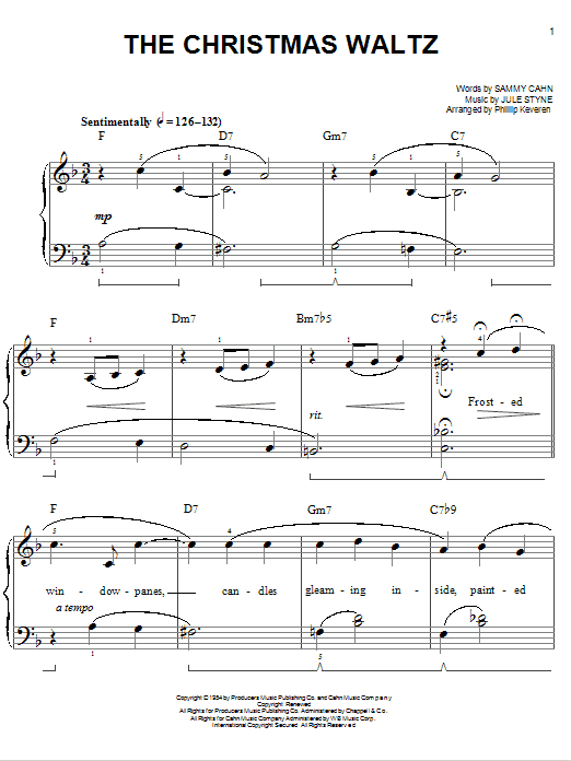 Sammy Cahn The Christmas Waltz [Jazz version] (arr. Phillip Keveren) Sheet Music Notes & Chords for Easy Piano - Download or Print PDF