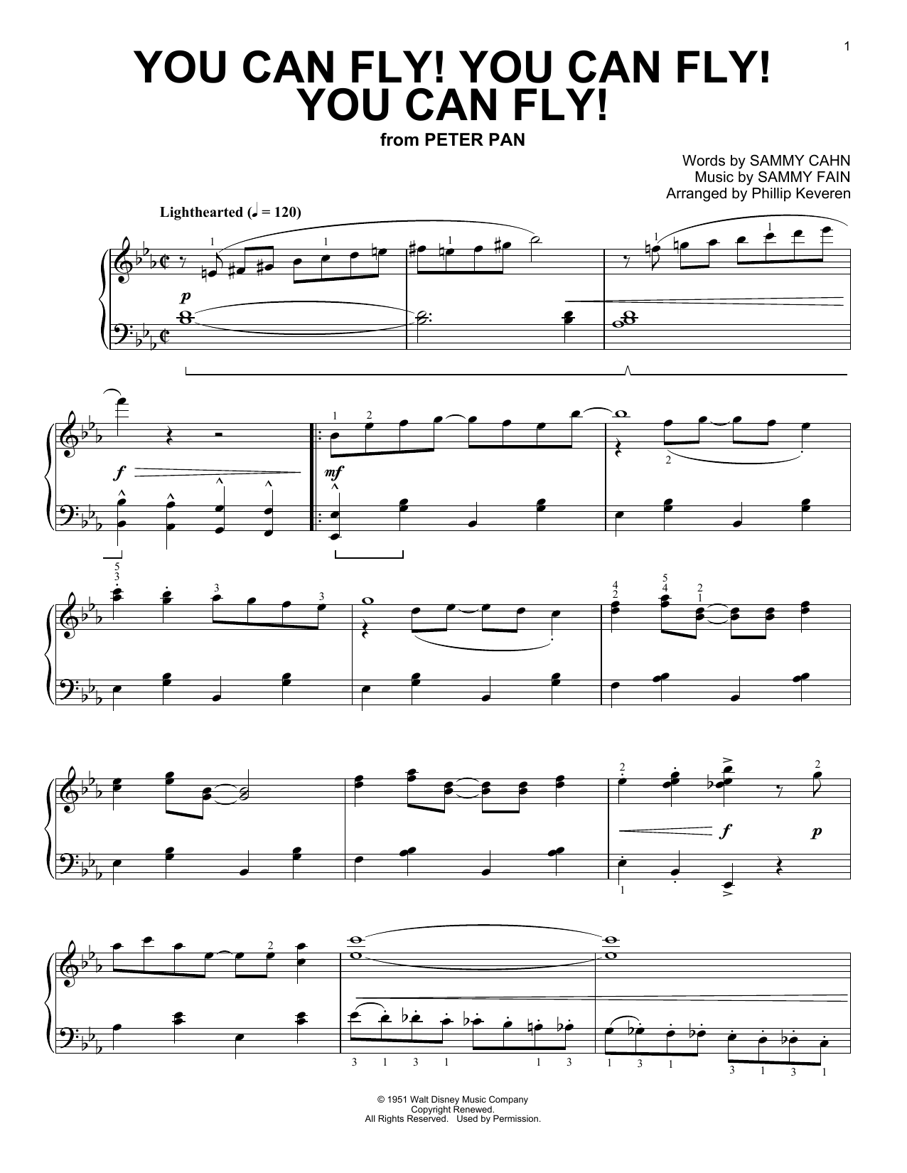 Sammy Fain You Can Fly! You Can Fly! You Can Fly! [Ragtime version] (arr. Phillip Keveren) Sheet Music Notes & Chords for Piano - Download or Print PDF
