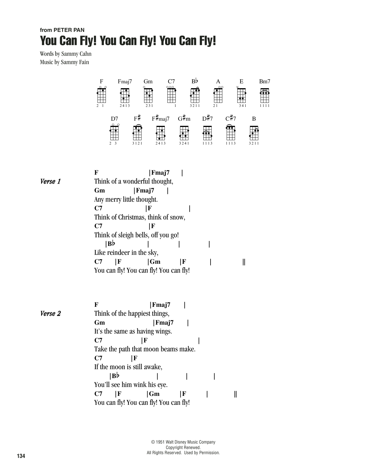 Sammy Cahn You Can Fly! You Can Fly! You Can Fly! Sheet Music Notes & Chords for Ukulele Chords/Lyrics - Download or Print PDF