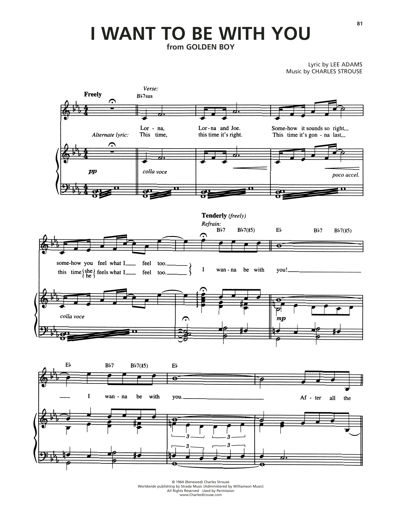 Sammy Davis Jr. I Want To Be With You (from Golden Boy) Sheet Music Notes & Chords for Piano & Vocal - Download or Print PDF