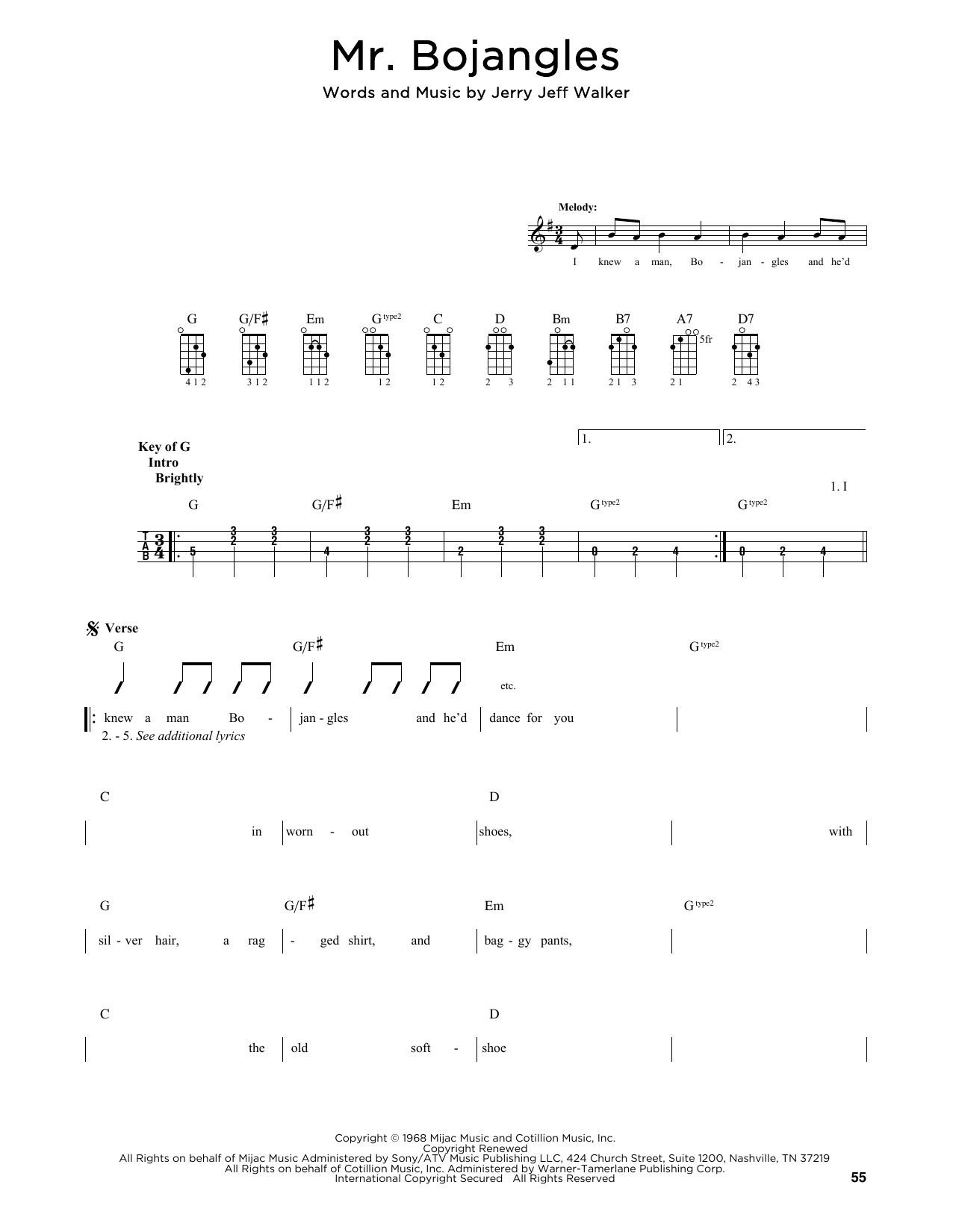 Sammy Davis Jr. Mr. Bojangles (arr. Fred Sokolow) Sheet Music Notes & Chords for Mandolin - Download or Print PDF