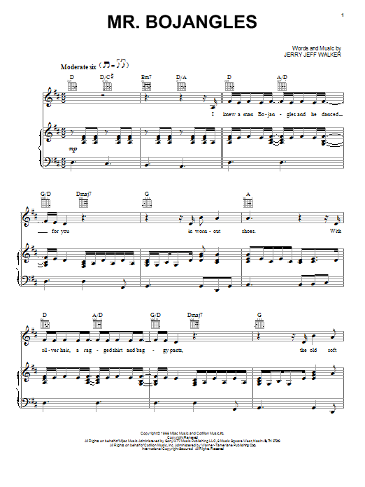 Sammy Davis Jr. Mr. Bojangles Sheet Music Notes & Chords for Melody Line, Lyrics & Chords - Download or Print PDF