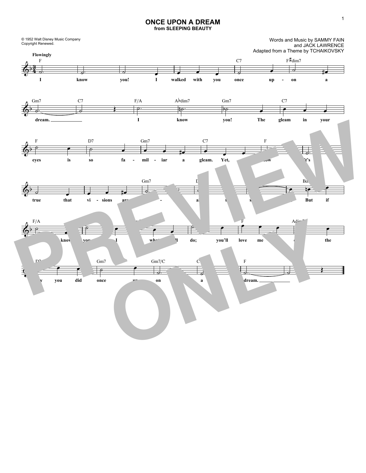 Sammy Fain & Jack Lawrence Once Upon A Dream (from Sleeping Beauty) Sheet Music Notes & Chords for Violin and Piano - Download or Print PDF