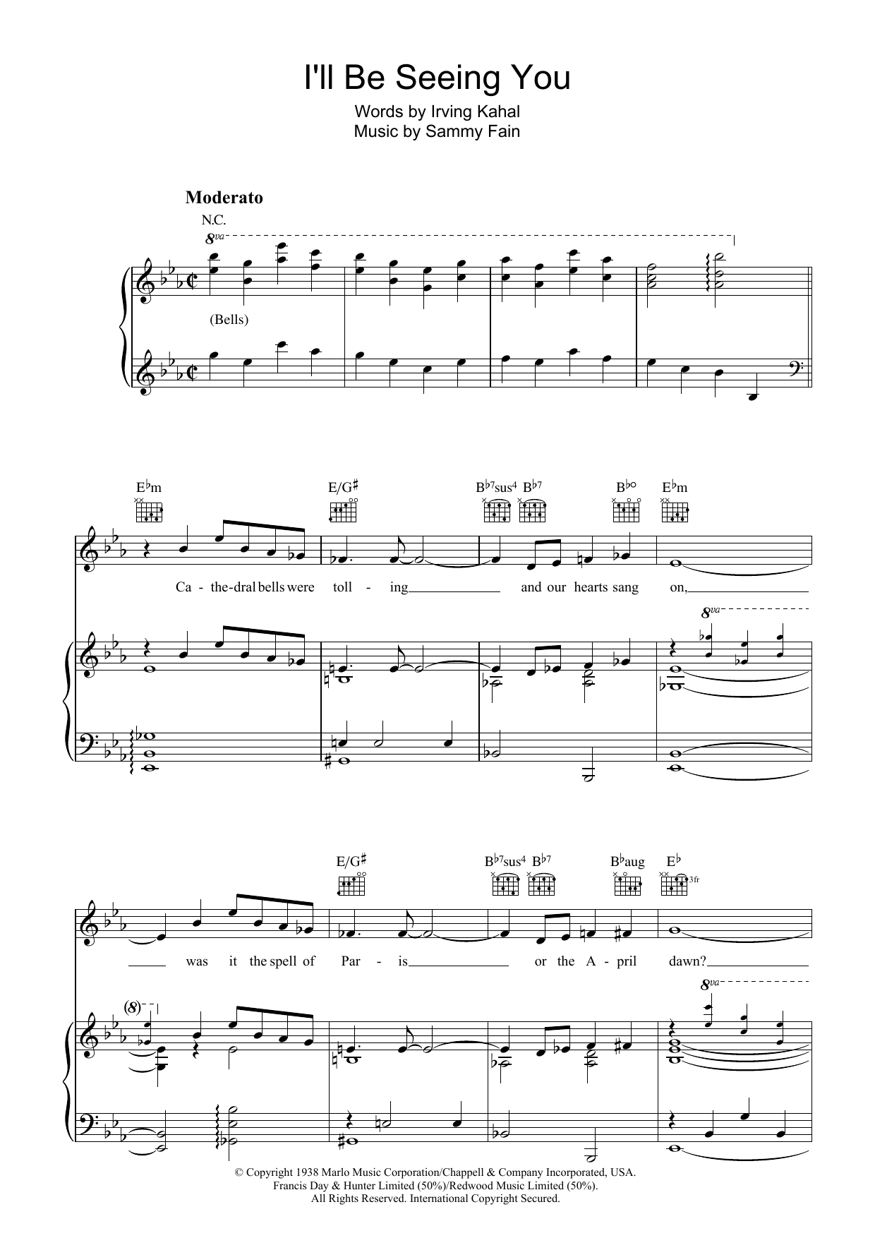 Sammy Fain I'll Be Seeing You Sheet Music Notes & Chords for Voice - Download or Print PDF