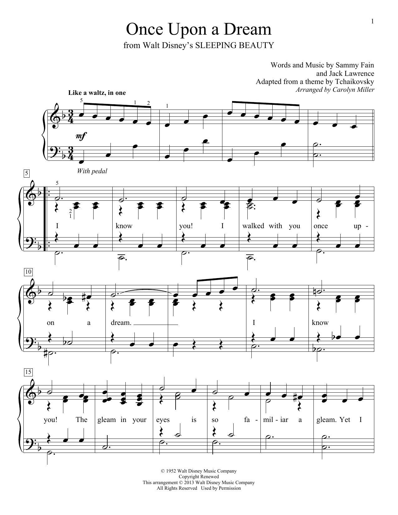 Carolyn Miller Once Upon A Dream Sheet Music Notes & Chords for Educational Piano - Download or Print PDF