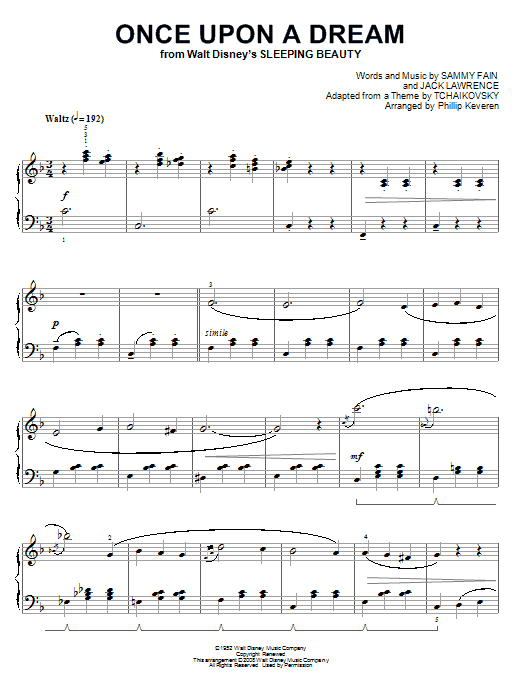 Sammy Fain Once Upon A Dream [Classical version] (arr. Phillip Keveren) Sheet Music Notes & Chords for Piano - Download or Print PDF