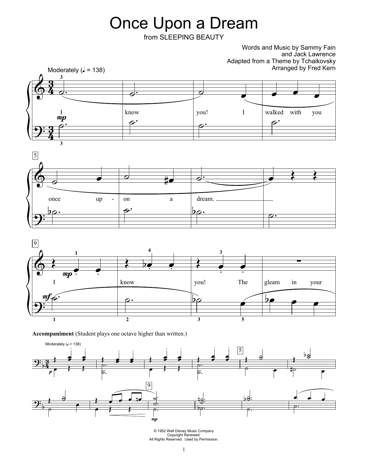 Sammy Fain Once Upon A Dream (from Sleeping Beauty) (arr. Fred Kern) Sheet Music Notes & Chords for Educational Piano - Download or Print PDF