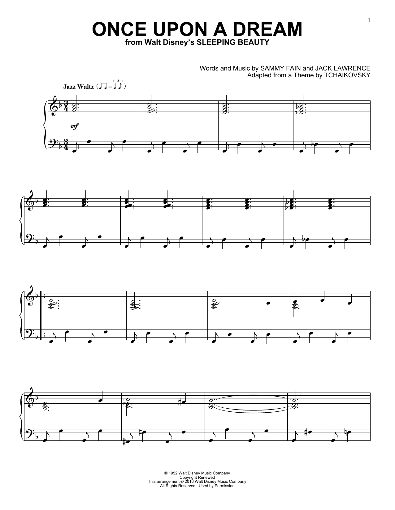 Sammy Fain Once Upon A Dream [Jazz version] Sheet Music Notes & Chords for Piano - Download or Print PDF