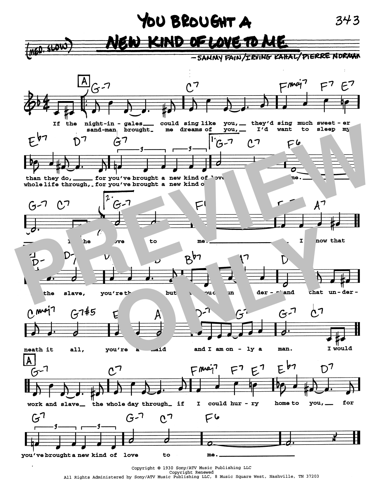 Sammy Fain You Brought A New Kind Of Love To Me (Low Voice) Sheet Music Notes & Chords for Real Book – Melody, Lyrics & Chords - Download or Print PDF