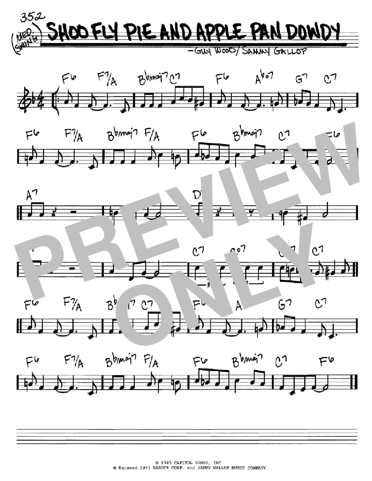 Sammy Gallop Shoo Fly Pie And Apple Pan Dowdy Sheet Music Notes & Chords for Real Book - Melody & Chords - C Instruments - Download or Print PDF