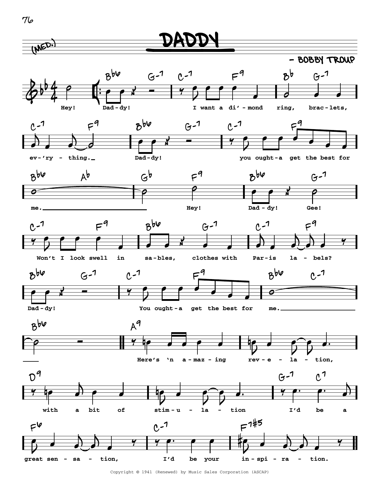 Sammy Kaye Daddy (High Voice) Sheet Music Notes & Chords for Real Book – Melody, Lyrics & Chords - Download or Print PDF