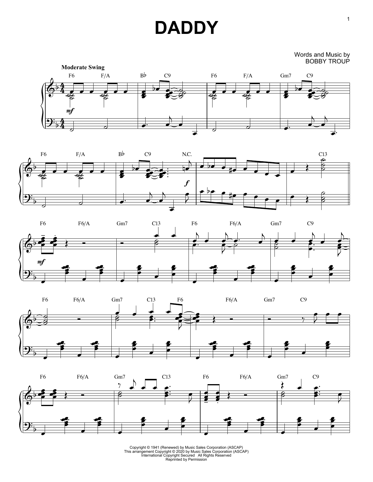 Sammy Kaye Daddy [Jazz version] (arr. Brent Edstrom) Sheet Music Notes & Chords for Piano Solo - Download or Print PDF