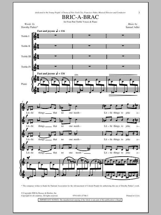 Samuel Adler Bric-A-Brac Sheet Music Notes & Chords for 4-Part - Download or Print PDF