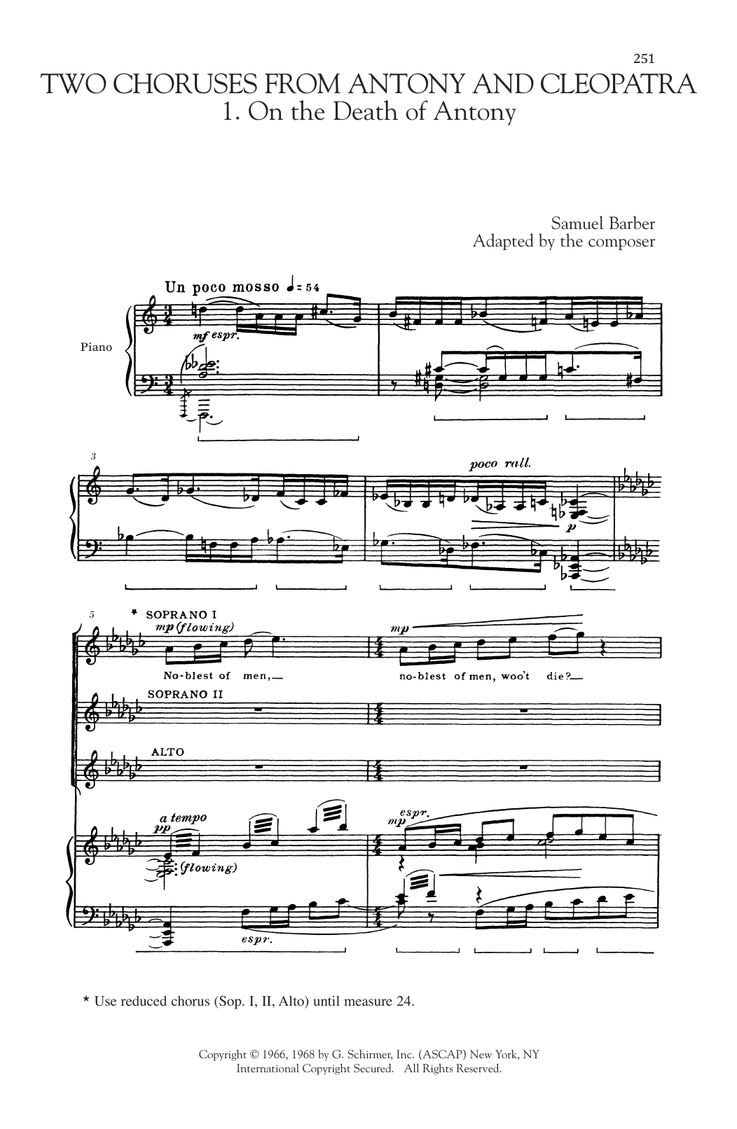 Samuel Barber 2 Choruses from Antony and Cleopatra Sheet Music Notes & Chords for SATB Choir - Download or Print PDF