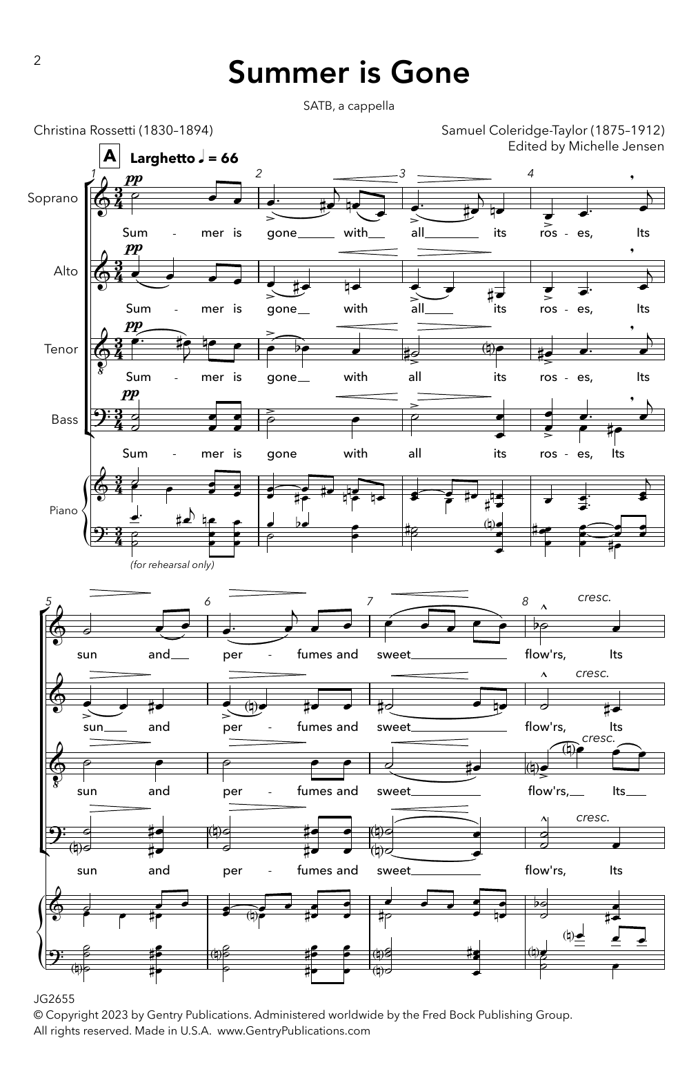 Samuel Coleridge-Taylor Summer Is Gone Sheet Music Notes & Chords for SATB Choir - Download or Print PDF