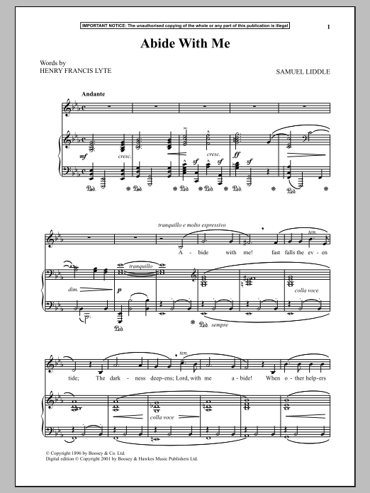 Samuel Liddle Abide With Me Sheet Music Notes & Chords for Piano & Vocal - Download or Print PDF